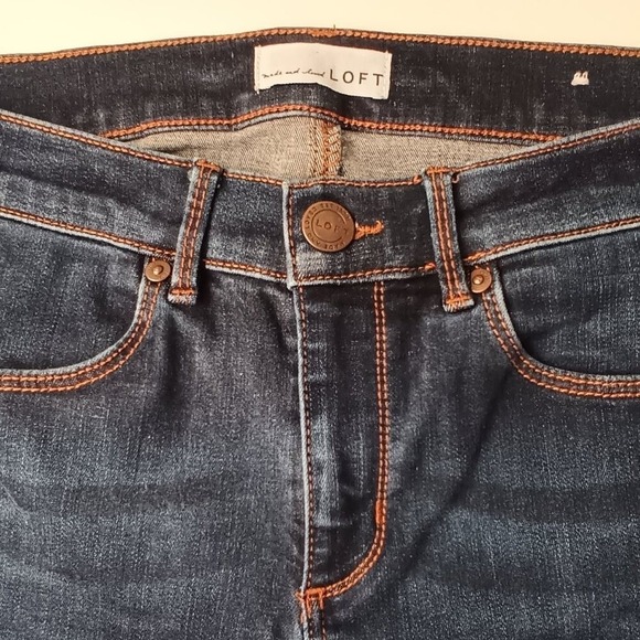 Loft Denim Jeans Size 28/6 Mid Rise Skinny Leg Dark Wash - Picture 3 of 11